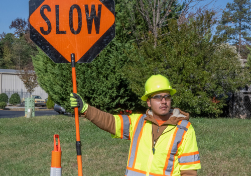 Young flagger work zone