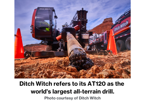 Ditch Witch refers to its AT120 as the world’s largest all-terrain drill. Photo courtesy of Ditch Witch.