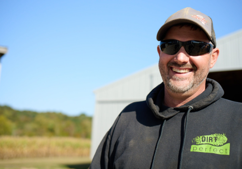 Mike Simon Dirt Perfect smiling on the jobsite